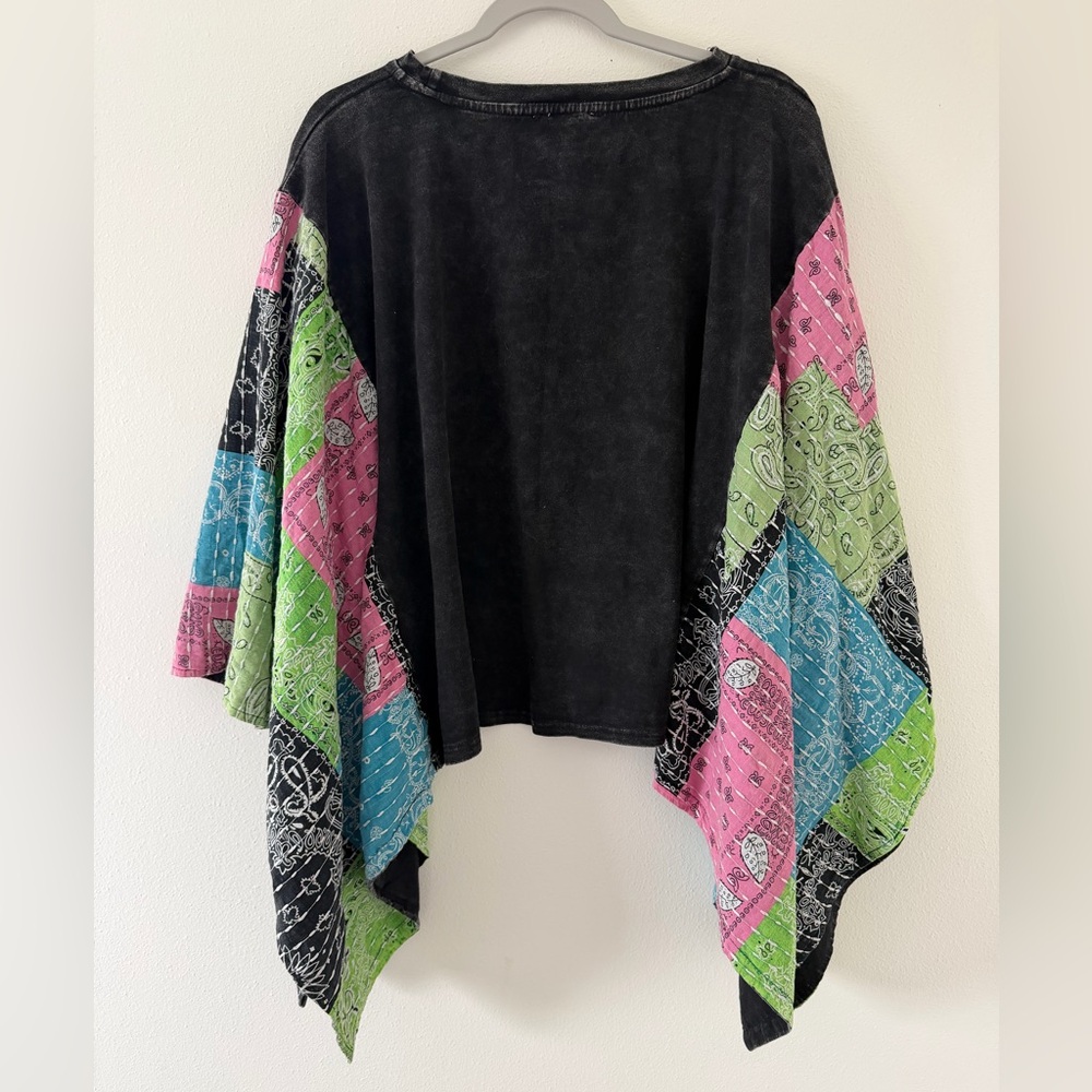 Blue Velvet Billy Joel Mineral Wash Bandana Graphic Oversized poncho size s/m - Picture 9 of 12